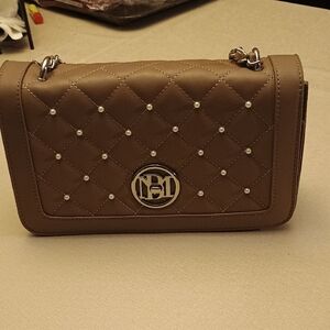 Badgley Mischka Tan Quilted Crossbody Bag